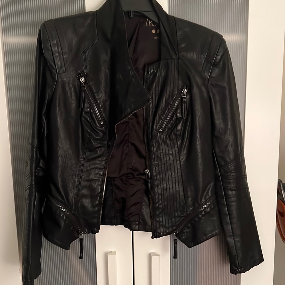 Feather leather jacket
